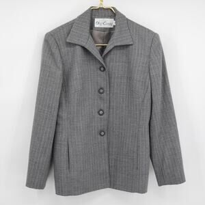 Oleg Cassini Gray Wool 2 Piece Suit Set Size 6 Petite